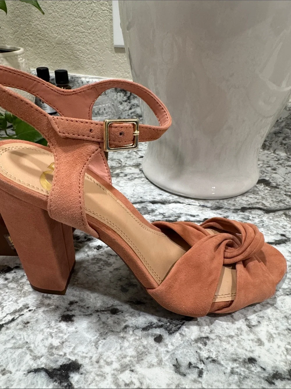 Gianni Bini Knotted Slingback Heels in Rust